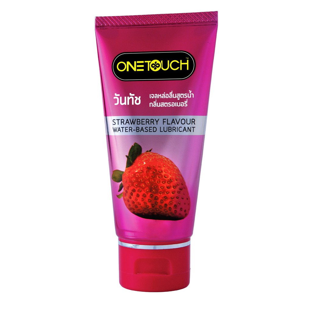 Onetouch Strawberry Flavour Water-Base Lubricant เจลหล่อลื่นสูตรน้ำ กลิ่นสตอเบอร์รี่ ปริมาตร 75 มิลลิกรัม