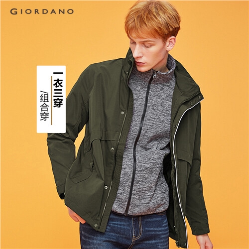 GIORDANO MEN Graphic polyester filled detachable hood 3 in 1 jackets 01079697