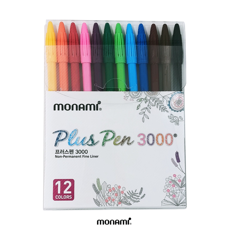 ปากกา Monami Pluspen3000 12 สี