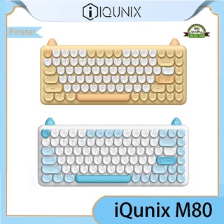 Iqunix คีย์บอร์ดไร้สายบลูทูธ M80 รูปแมวน่ารัก สําหรับ iPad Note Office Mac