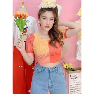 GN12620  **รบกวนสอบถามก่อนสั่งซื้อจ้า**  เสื้อไหมพรมทรงครอป