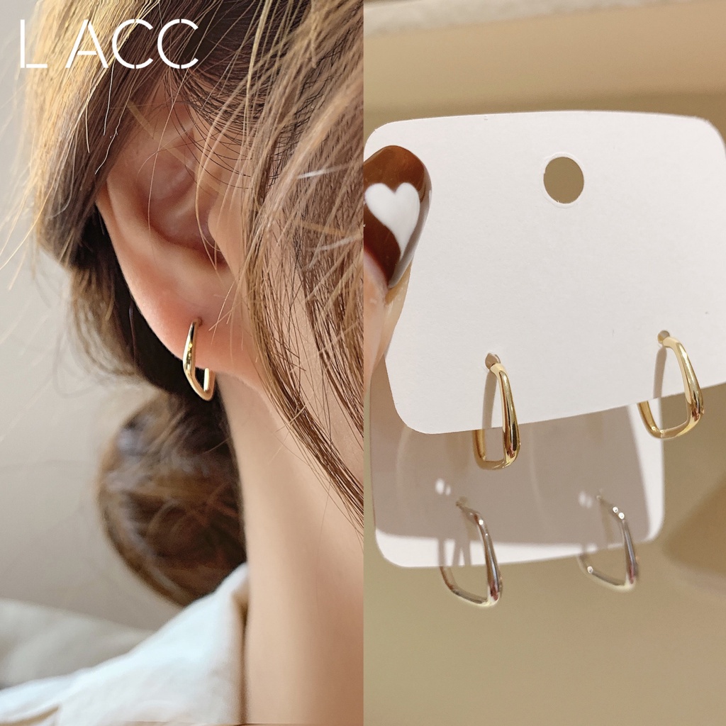 ต่างหูสตั๊ด เงิน 925 แบบเรียบ สไตล์เกาหลี สําหรับผู้หญิง