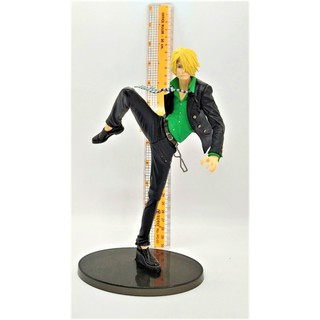 [ มือสอง งานแท้ ญี่ปุ่น ] Sanji ซันจิ ยืนเกำลังเตะขาเดียว ขนาดสินค้าสูง 8" - 9"  ฐานดำ วันพีช Pirate Onepiece Banpresto