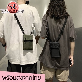 SIAMBAGSHOP(S1773) กระเป๋าสะพายข้างผ้าไนล่อน ใส่โทรศัพท์ได้มีหลายช่อง+สายคล้องเป็นเหล็ก