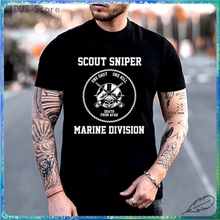 ขายดี เสื้อยืดคอกลม ผ้าฝ้าย พิมพ์ลาย SCOUT SNIPER MARINE DIVISION NAVY Make My Own สไตล์คลาสสิก POI32SDF38928