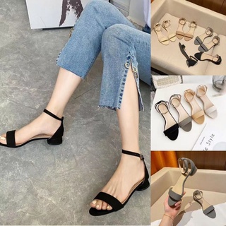 JK COD 807-2 Korean matte 1 inch heels with ankle strap for women shoes