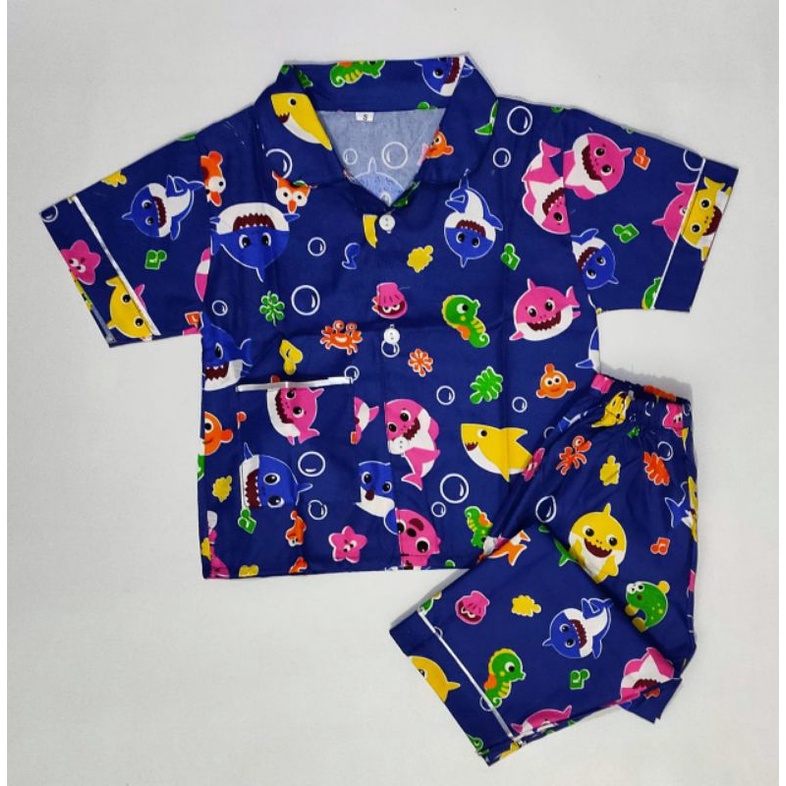 Piyama ชุดนอน ลายตัวละครเด็ก MOTIF BABY SHARK สําหรับเด็ก 3 BLN-12 ปี