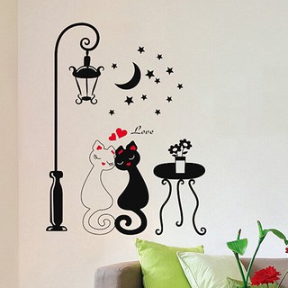 DIY Wall Art สติ๊กเกอร์วอลล์เปเปอร์ตกแต่งบ้าน ลายแมวคู่