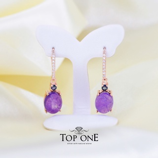 Top1Jewelry ต่างหูเงินแท้925 พลอย Amethyst, Sapphire แท้