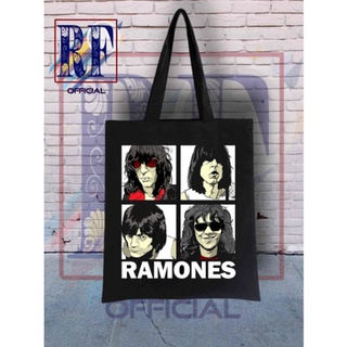 Ramones - กระเป๋าโท้ท ผ้าแคนวาส มีซิป ลายวงร็อค สีดํา สําหรับผู้ชาย ผู้หญิง