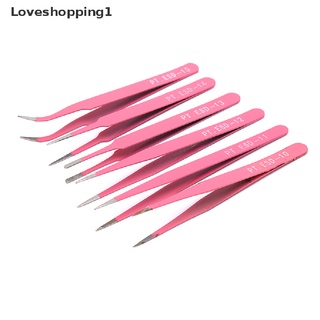 Loveshopping1 แหนบสเตนเลส สีชมพู แบบมืออาชีพ สําหรับกันคิ้ว