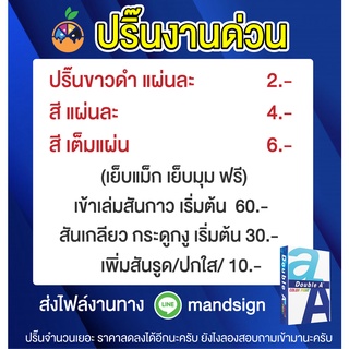 รับปริ๊นงานด่วน เอกสารขาวดำ สี พร้อมเข้าเล่ม หรือเคลือบเอกสาร