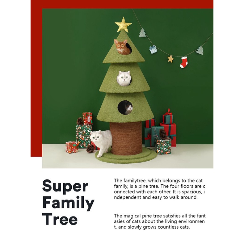 猫爬架Christmas Tree Cat Climbing Rack Cat Paw Grinding Toy With Cat Nest ...