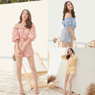 LE QUA femmi puff sleeve top/sally short pants