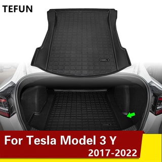 Tesla อุปกรณ์เสริมNew TE Car Rear Trunk Mat For Tesla Model 3 Y Waterroof rotective ads Cargo Liner Trunk Tray Floor Mat