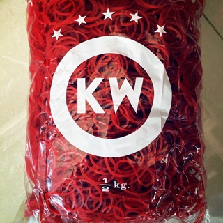 หนังยาง KW บรรจุ 500 กรัม วงเล็ก สีแดง วงใหญ่ สีเหลือง คละสี