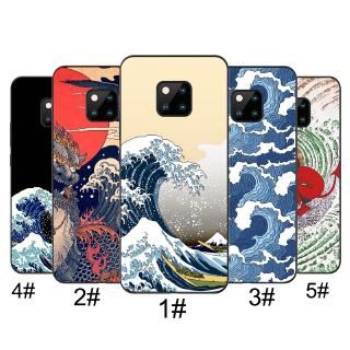 Huawei Mate 10 20 Lite Pro Nova 2i 3 3i 4 Lite Soft Cover Wave Art Green Illust Phone Case