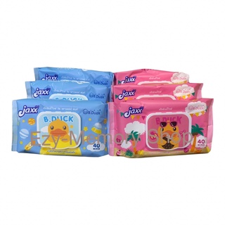 [ 3 ห่อ ] ทิชชู่เปียก JAXX B.DUCK BABY WIPES ผ้าเช็ดทำความสะอาดผิว จำนวน 40 แผ่นต่อห่อ