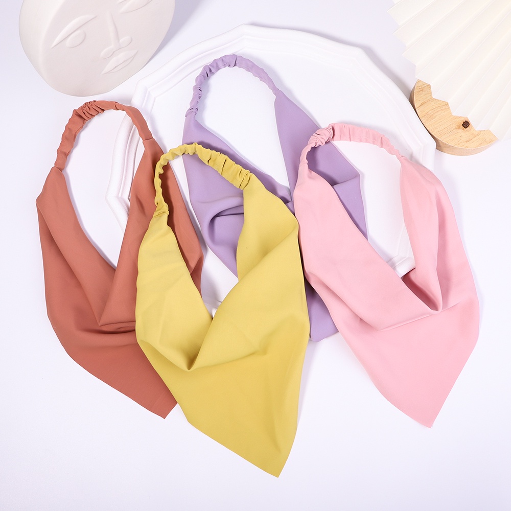 1 ชิ้น หวาน สีพื้น สามเหลี่ยม ผ้าพันคอผม สําหรับผู้หญิง เด็กผู้หญิง โบโฮ ยืดหยุ่น ที่คาดผม DIY ที่คาดผม ที่คาดผม เครื่องประดับผม