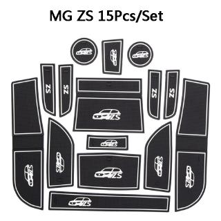 15 ชิ้น / เซ็ต MG ZS ประตูรถสล็อตจ้าอัตโนมัติภายในยางกันลื่นประตูร่อง Pad ผู้ถือถ้วยกันน้ำกันฝุ่นกันลื่นเสื่อ Morris Garages mg zs