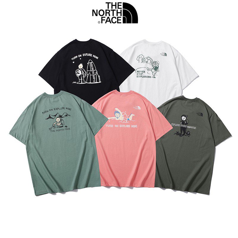 [hot]TNF Cotton T shirt Black Beige White Army green Pink Short Sleeve tshirt Arrival THE Men Women  The North Face O