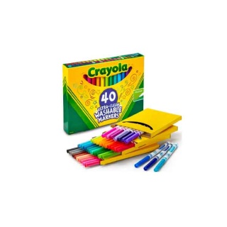 [ถูกสุดๆ] Crayola Ultra Clean Washable Marker 40 Colors สีเมจิกล้างออกได้อัลตร้าคลีน40สี หัวเล็ก สำหรับเด็ก อายุ 3 ปี ขึ้นไป