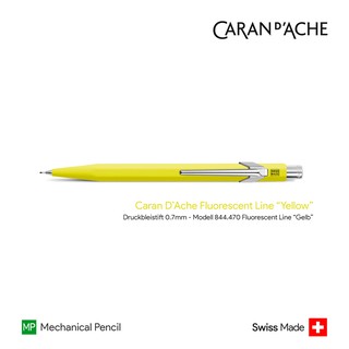 Caran DAche 844 Fluorescent "Yellow" 0.7mm Push Pencil - ดินสอกดคารันดัช 844 รุ่นฟลูโร สีเหลือง