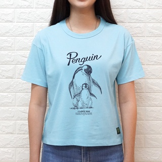 (พร้อมส่ง XS-M/4สี) เสื้อยืดผู้หญิง Penguin เสื้อครอป เสื้อยืดคอกลม เสื้อยืดครอป เสื้อผูญ เสื้อคู่รัก เสื้อพ่อแม่ลูก