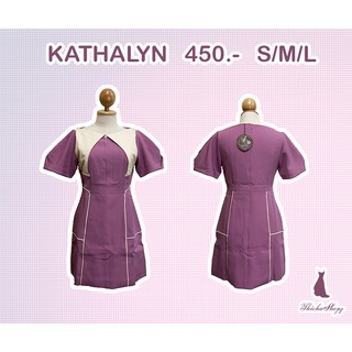 เสื้อผ้างานป้าย KATHALYN เดรสสั้น แขนสั้น กระเป๋าจริง ไซส์ S/M/L สีชมพู 450 บาท