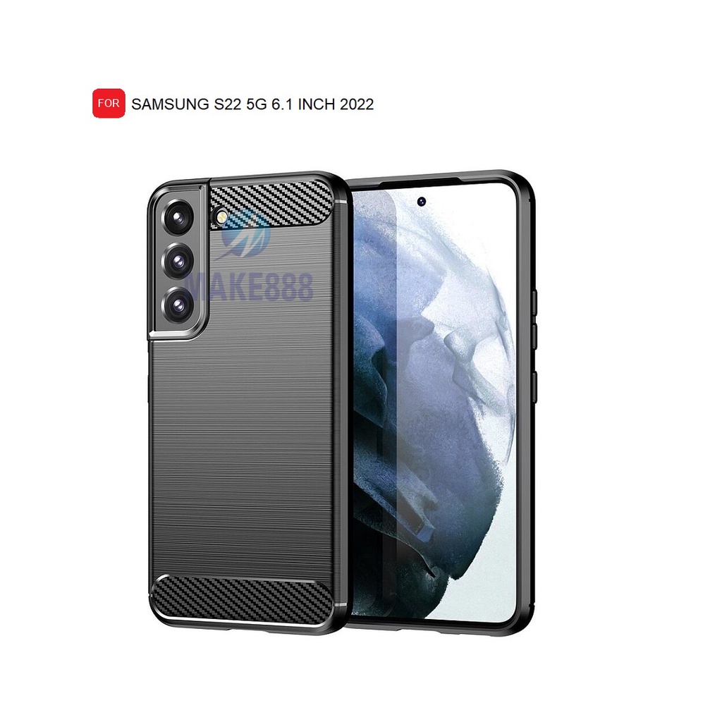 เคสคาร์บอนไฟเบอร์ Ipaky สําหรับ SAMSUNG S22 5G 6.1 INCH 2022 Softcase TPU BLACK