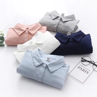 37-45“ เสื้อเชิ้ตแขนยาว สีพื้น คอปก พาสเทล ผ้าสาลู เสื้อทำงานผู้หญิง สไตล์ญี่ปุ่น herbiestyle