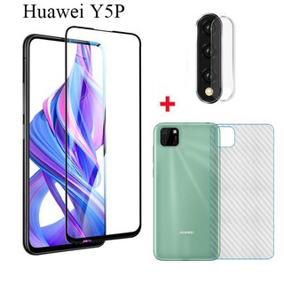 （3in1）Huawei Y5P / Y6P / Y7P ฟิล์มกระจกนิรภัย + ฟิล์มกันรอย +ฟิล์มป้องกันเลนส์ สำหรับ