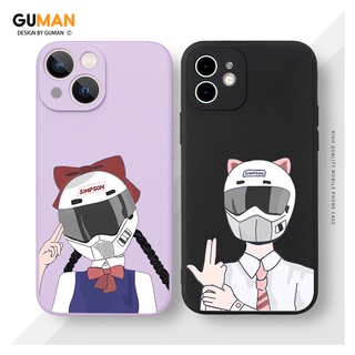 GUMAN เคสคู่ เคสไอโฟน คู่รัก ขอบเหลี่ยมกันกระแทกซิลิโคนนุ่มการ์ตูนน่ารักตลก เคสโทรศัพท์ Compatible for iPhone 14 13 12 11 Pro Max SE 2020 X XR XS 8 7 6 6S Plus พลัส XYI563