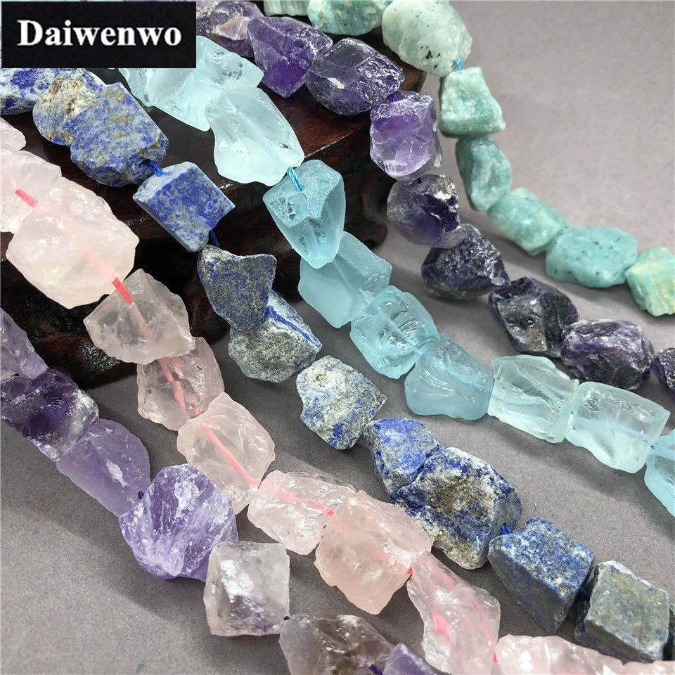 100% กรวดธรรมชาติลูกปัดดิบ Amazonite Light Amethyst Lapis Lazuli Rose Quartz