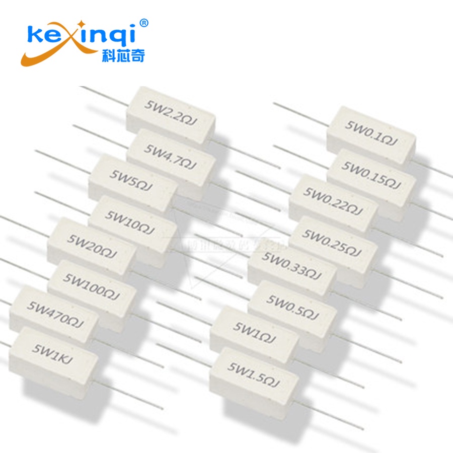 ตัวต้านทานซีเมนต์เชื่อมต่อพลังงาน 5W 5% 0.1 0.22 0.25 0.33 0.5 1 2.2 2.7 4.7 5 10 15 20 22 47 100 โอห์ม 5 ชิ้น