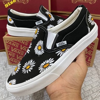 🛒🌸 vans slip on🌸สีดำดอกเดซี่ พร้อมกล่อง🛍มีไซส์ 37-44