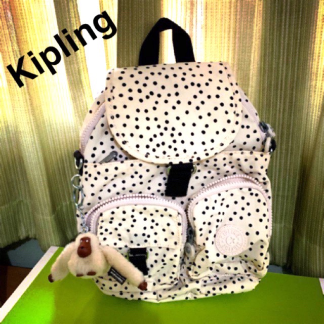 Backpack Kipling แท้ สีครีมลายจุด