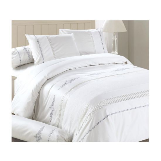MURANO ชุดผ้าปูที่นอนและปลอกผ้านวม รุ่น Y15093-Q ควีนไซส์ ขนาด 5 ฟุต (ชุด 6 ชิ้น) สีขาว ชุดเครื่องนอน