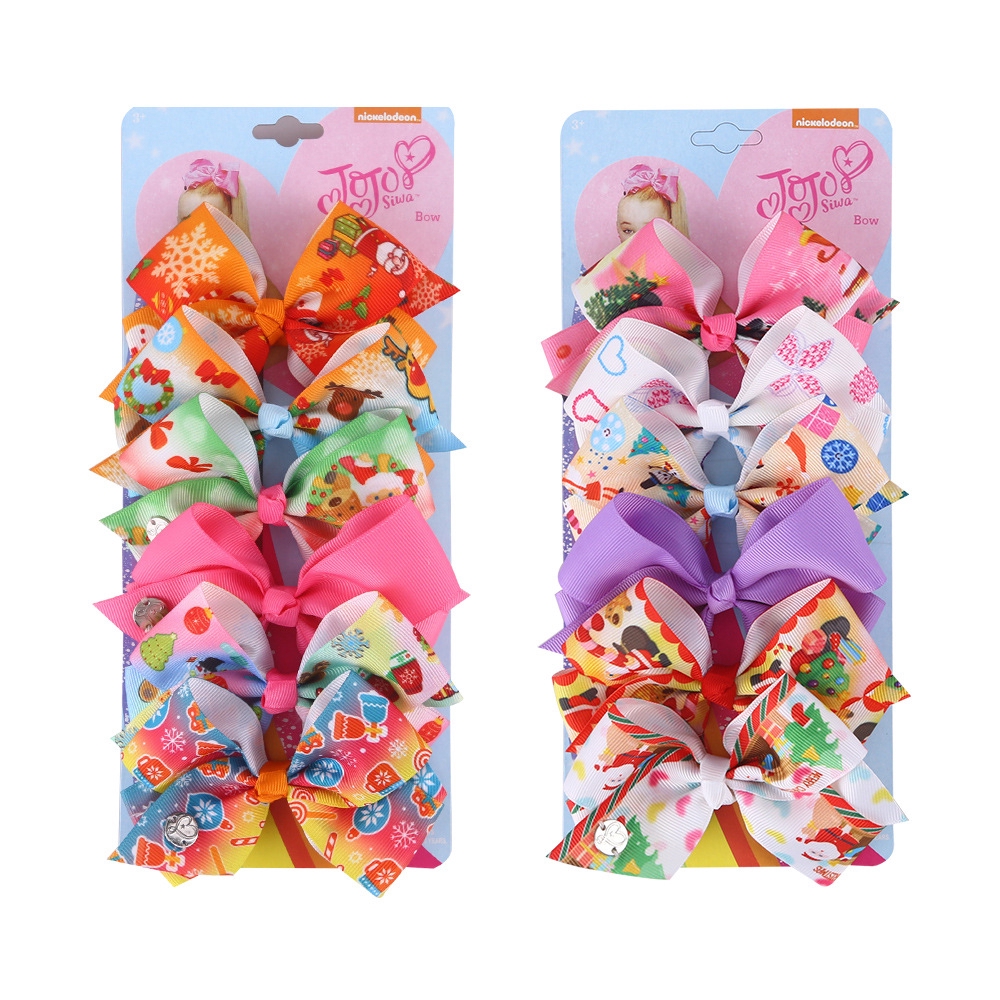 6 ชิ้น/เซ็ต JOJO Siwa คริสต์มาสรุ่น Jojo Christmas Bow ชุดเด็ก Hairpin Baby Headdress