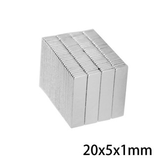 แม่เหล็ก 20*5*1มิล Magnet Neodymium 20x5x1mm แม่เหล็กแรงสูง สี่เหลี่ยม ขนาด 20x5x1mm แม่เหล็กนีโอไดเมียม 20*5*1มิล