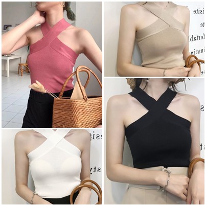 🔥ราคาถูกที่สุด🔥เสื้อไหมพรมแฟชั่นแต่งคอไขว้  ผ้ายืด 4 สี สไตล์น่ารักเซ็กซี่