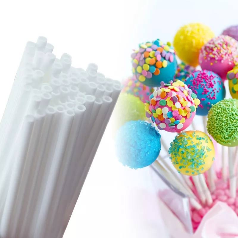 ไม้เค้กป๊อปพลาสติก Cake Pop Stick ไม้เสียบมาร์ชเมลโล่ ไม้เสียบเยลลี่ ไม้เสียบขนม diy  สีขาว