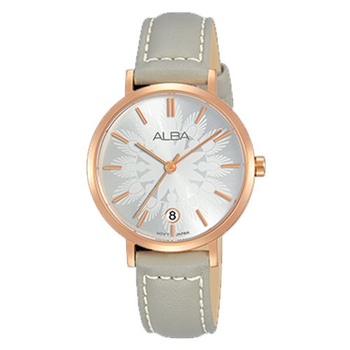 ALBA Fashion Quartz Ladies นาฬิกาข้อมือผู้หญิง สายหนัง สีเทา รุ่น AG8J14X,AG8J14X1