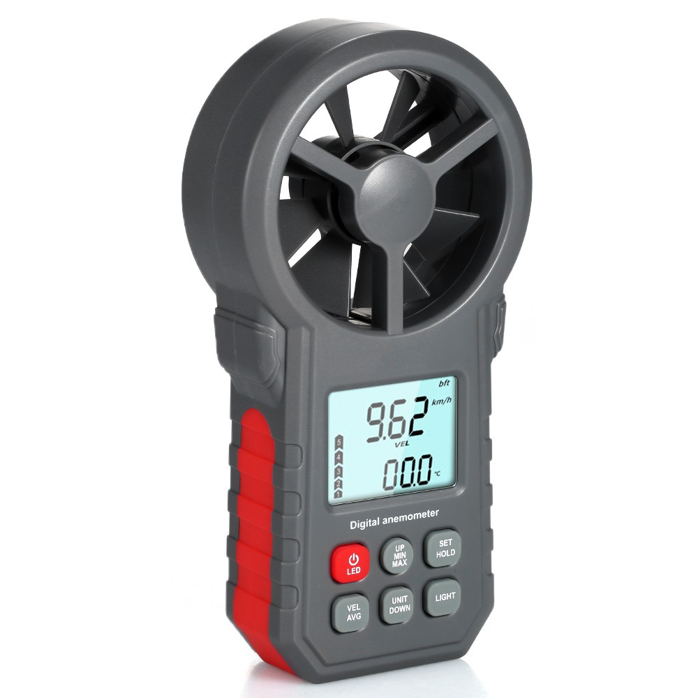 Black Proster Digital Wind Speed Anemometer Volume Meter Velocity Air Temperature Test with Flashlight 0-30 m/s 