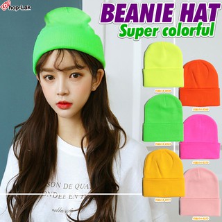 พร้อมส่ง!!! Beanie Hat หมวกไหมพรหม สีจี๊ดจ๊าด ไอเทมฮอตใส่ไปเที่ยวในฤดูหนาว หมวกบีนนี่