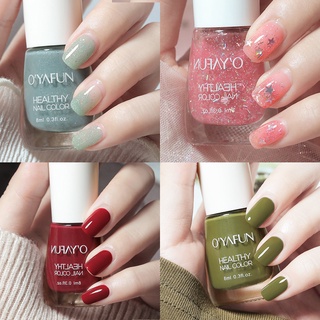 OYAFUN 8ML สีทาเล็บ ยาทาเล็บ สีทาเล็บลอกได้ กลิ่นหอม สีทาเล็บเจลไม่ต้องอบ แห้งเร็ว ปกป้องเล็บ