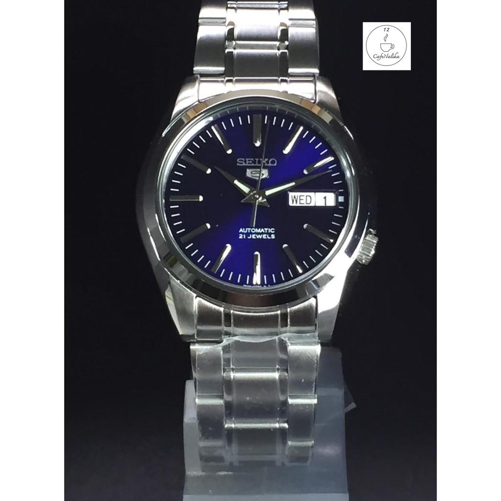 นาฬิกา ไซโก้ ผู้ชาย Seiko 5 รุ่น SNKL43K1 Automatic 21 Automatic Men's Watch Stainless หน้าปัทม์สีน้ำเงิน สายสีเงิน