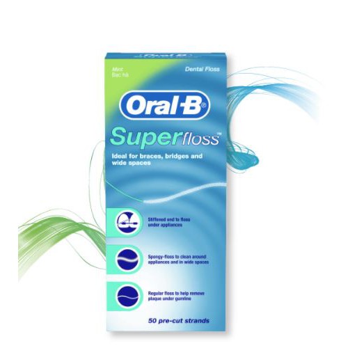 ออรัลบีไหมขัดฟันซูเปอร์ฟลอสมินท์ :Oral-B Super Floss Mint (แบบกล่อง)