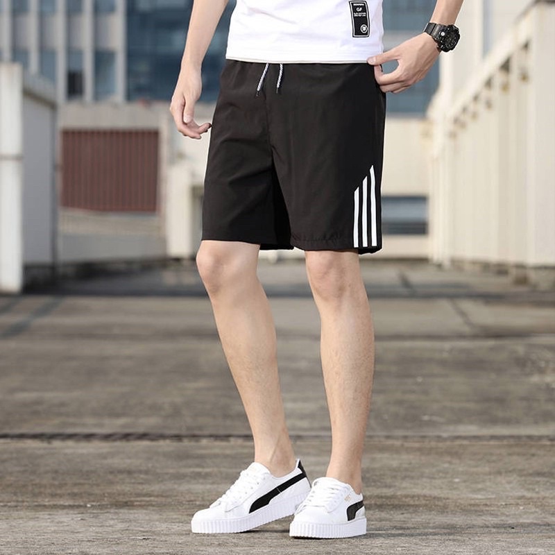 F103 กางเกงขาสั้นsport แต่งแถบ