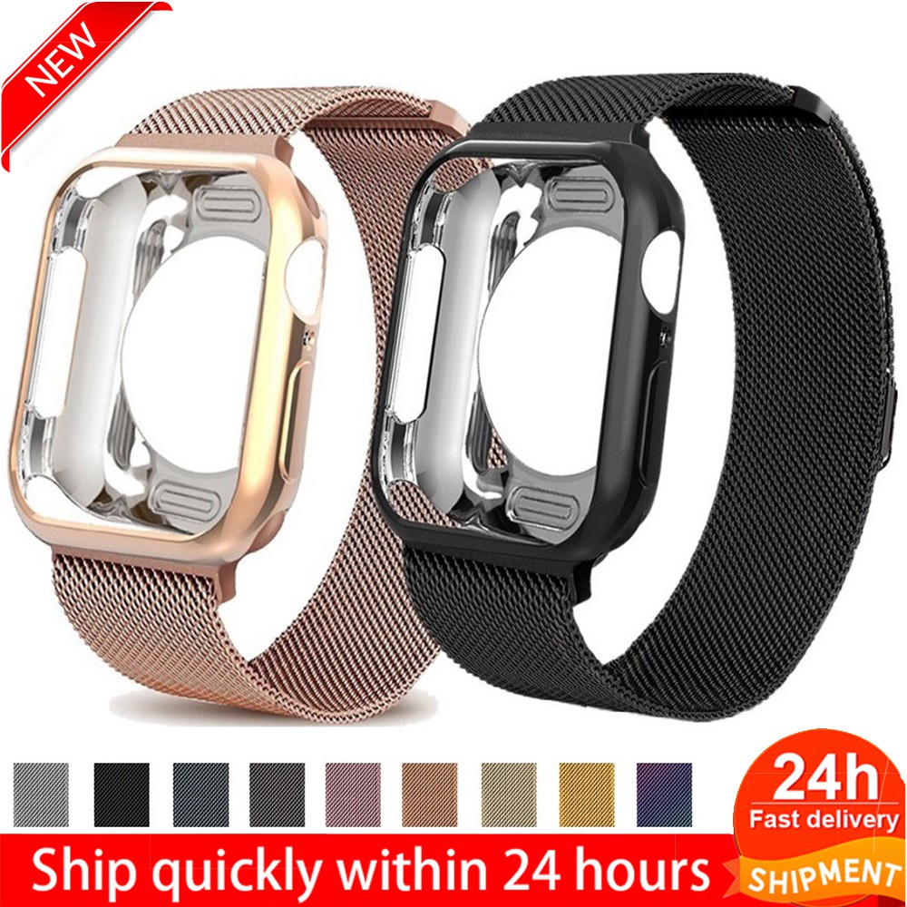 Case+Milanese strap for Apple Watch 6 SE Band 38mm 42mm 44mm 40mm iwatch series 6/SE/5/4/3/2/1 hBMZ